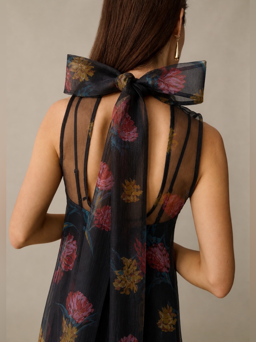 NWT CAARA Melody Tulip Garden Floral Organza Ted Baker Factory Maxi Dress Large - Picture 2 of 8